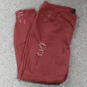 Fashion to Figure distressed brick red skinny jeans